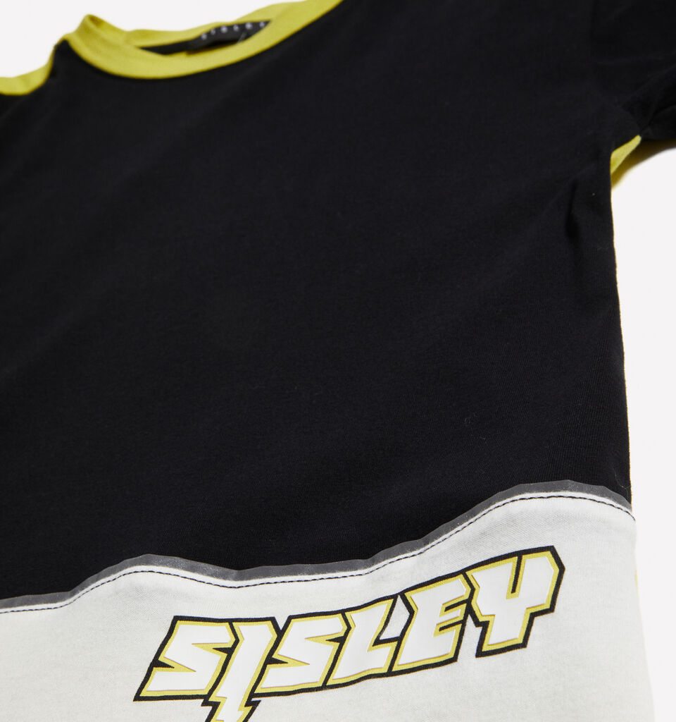 Yellow color block t-shirt with print - boys' long sleeve t-shirts - Multi-color | Sisley Young image number 3